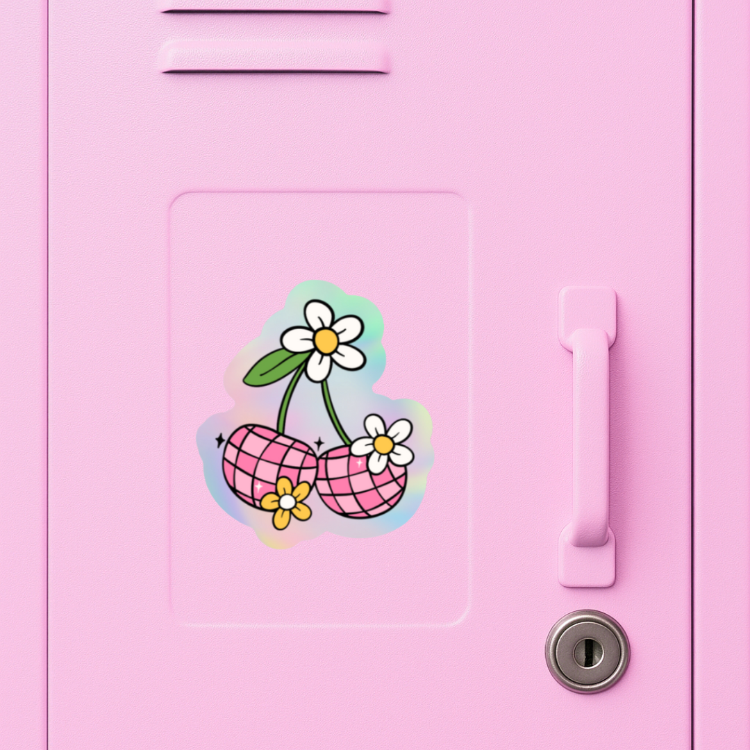 Sticker "Kirsche im Disco-Style auf Metallschrank