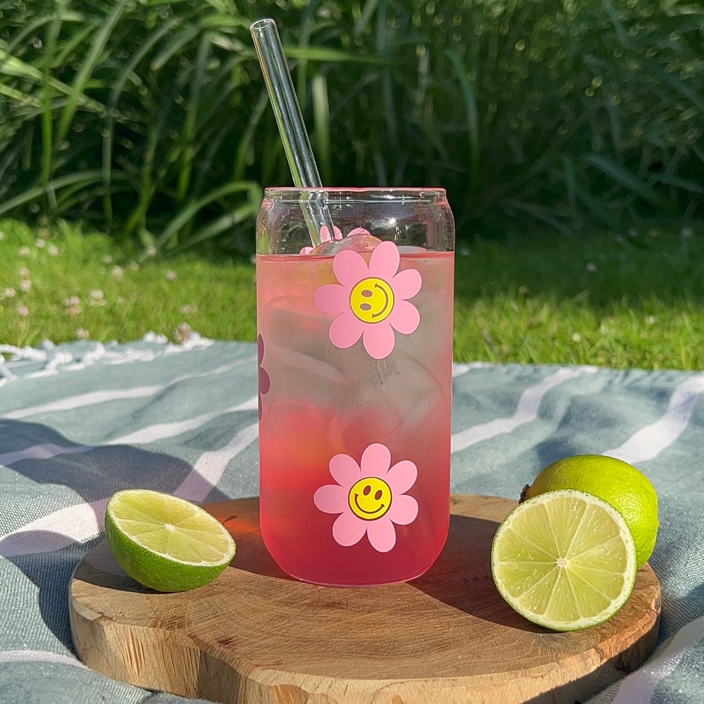 Elegantes Trinkglas Pink Flower Design