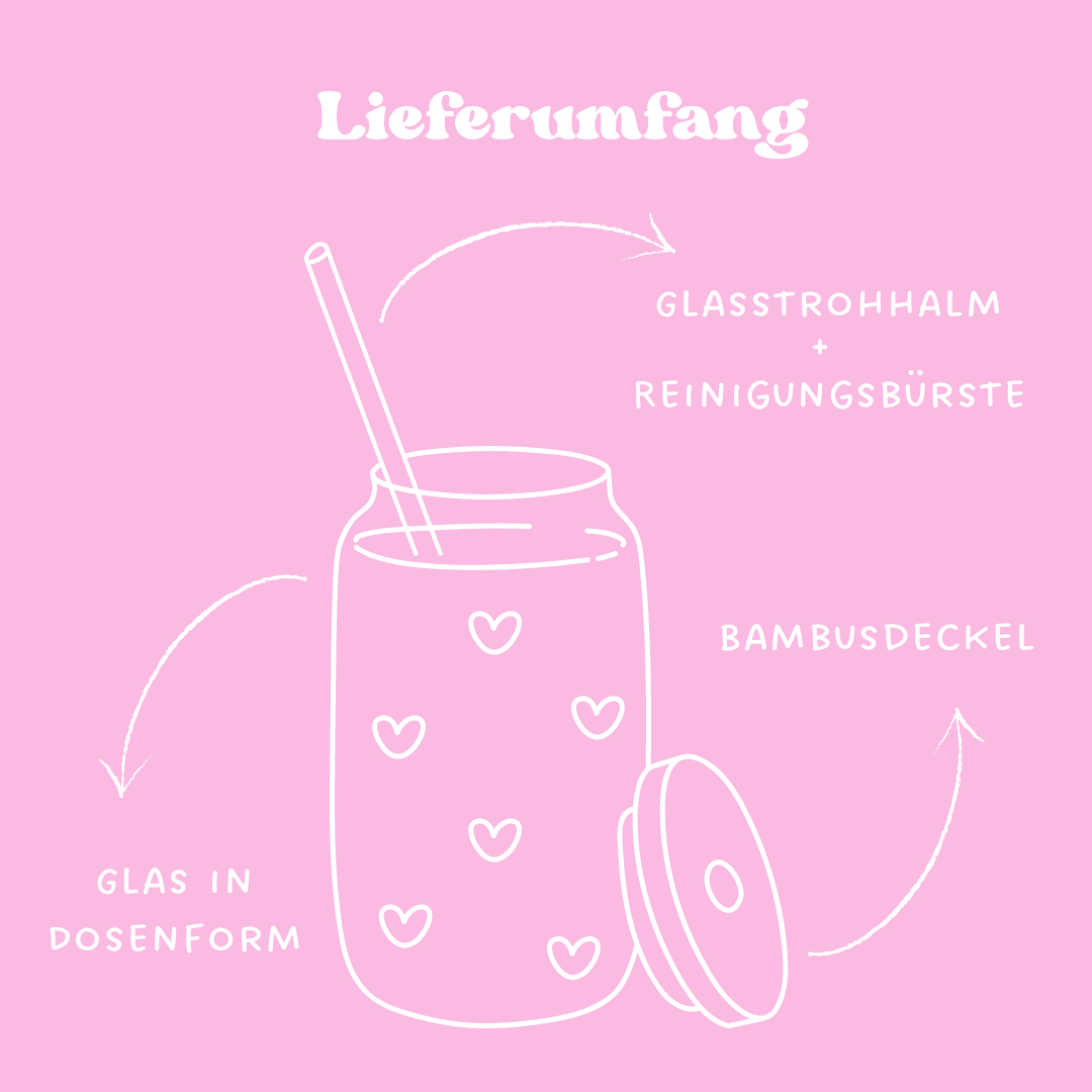 Trinkglas "Self Love Club" – mit Deckel und Strohhalm