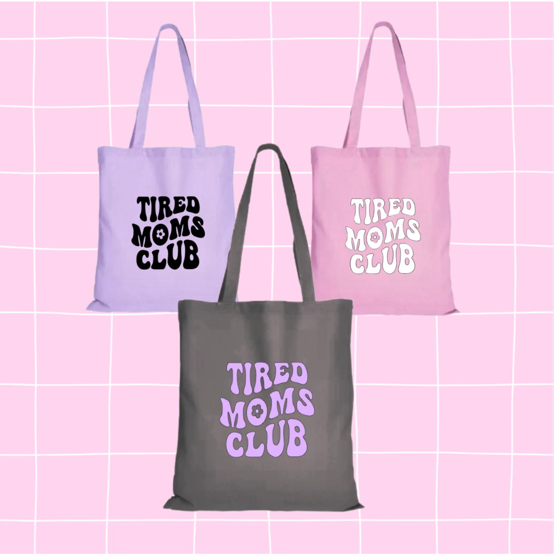 Jutebeutel Tasche mit Aufdruck "Tired Moms Club"