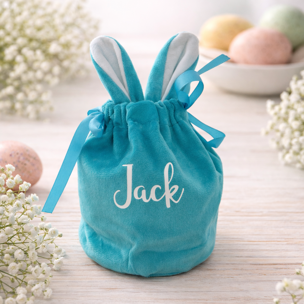Personalisierter Osterbeutel mit Hasenohren – Samtiges Ostergeschenk mit Namen