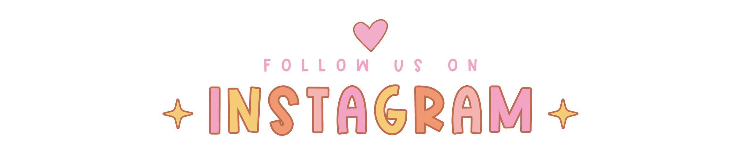 Banner "follow us on instagram" weißer hintergrund bunte schrift retro