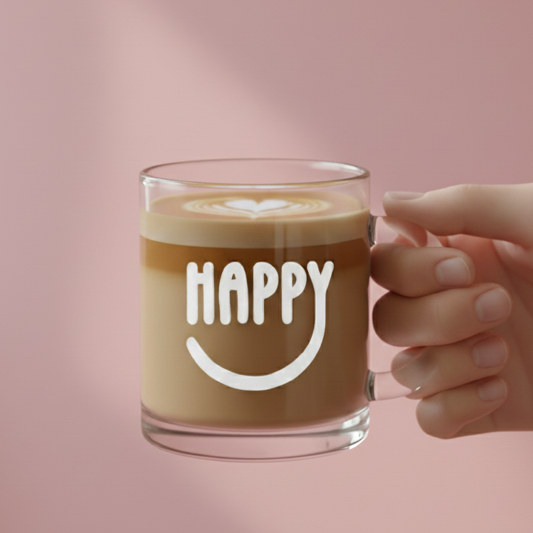 tasse happy smile weiß