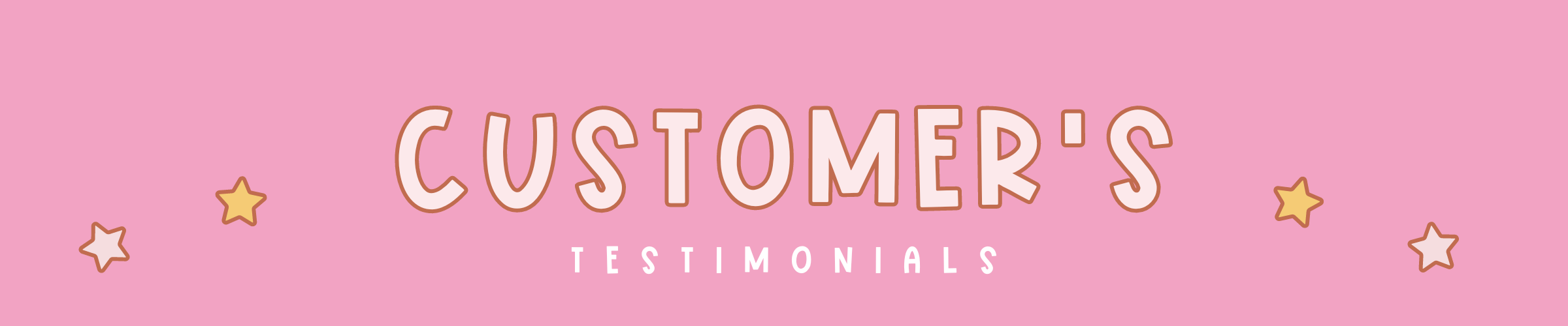 Banner "customers testimonials" rosa hintergrund mit sternen