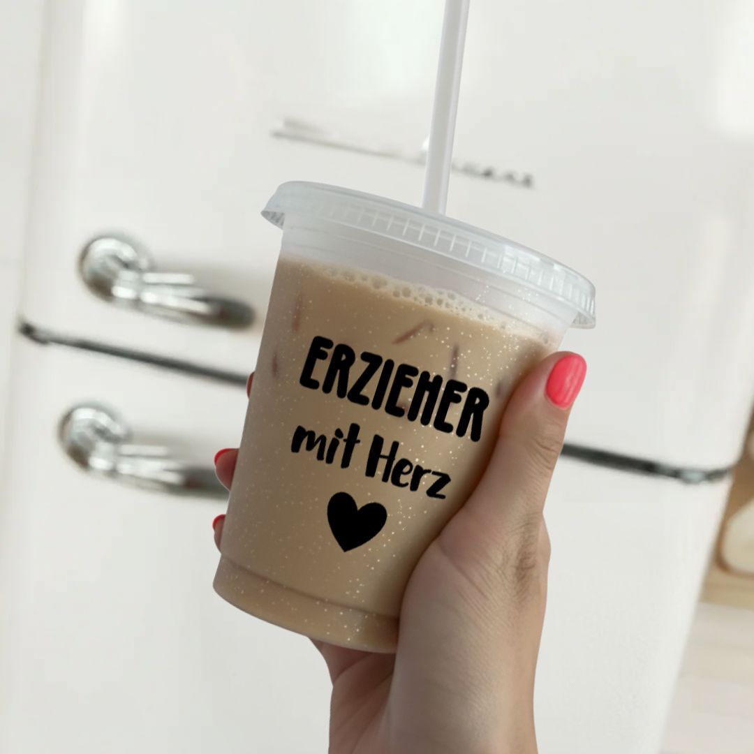 Trinkbecher Erzieher mit Herz schwarz