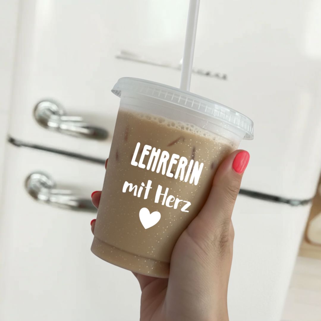 trinkbecher lehrerin mit herz geschenkidee lehrer