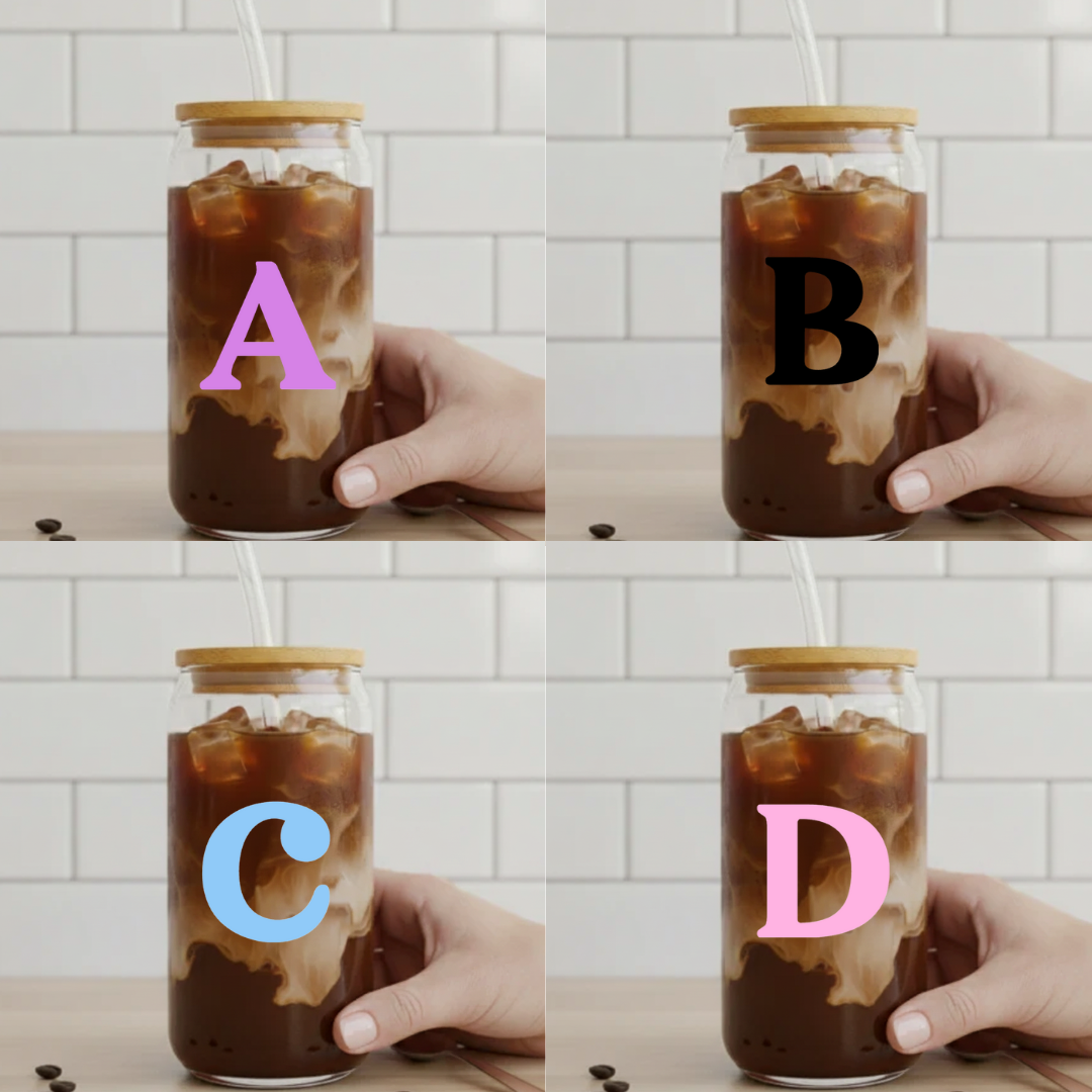 Trinkglas Buchstabe A-D