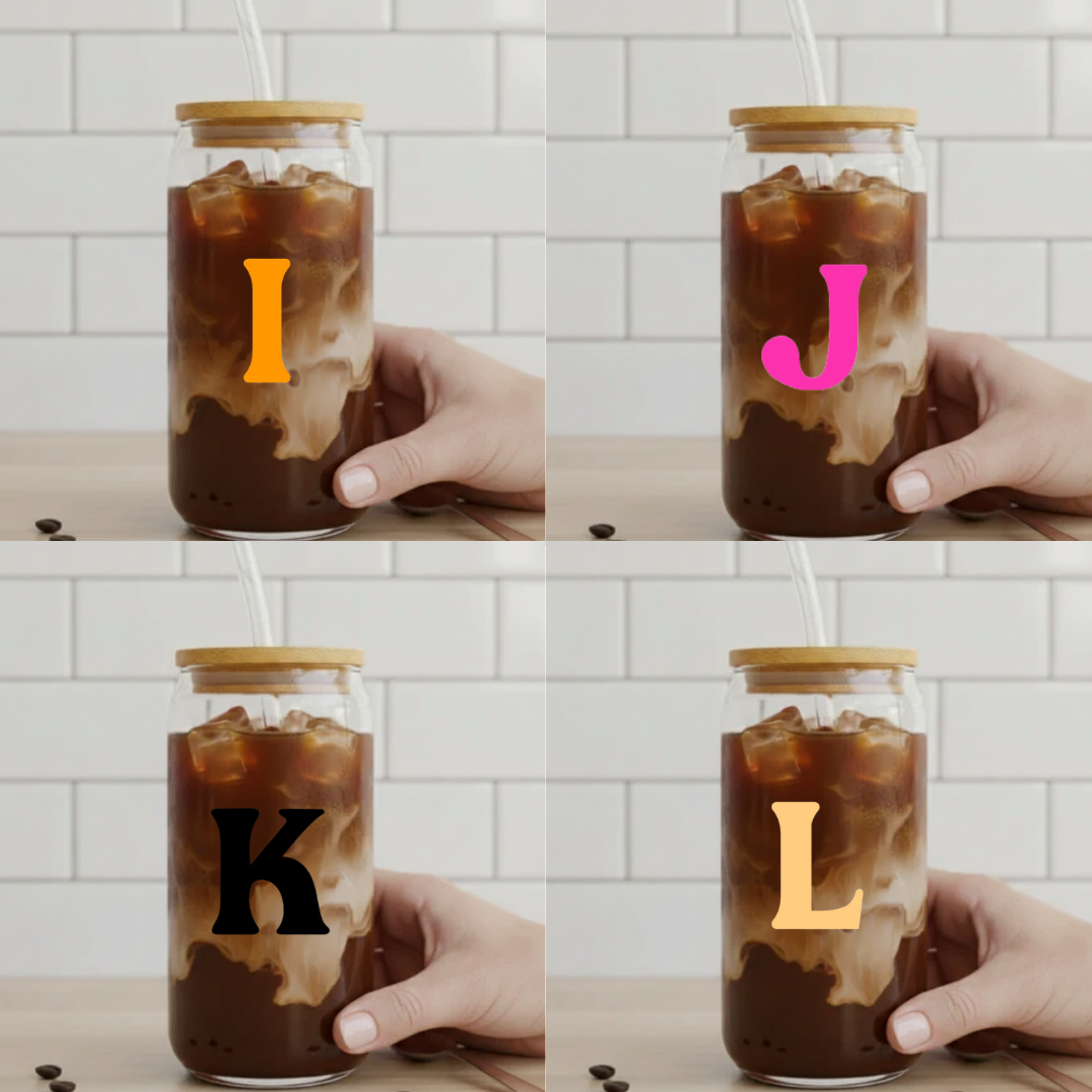 Trinkglas Buchstabe I-L