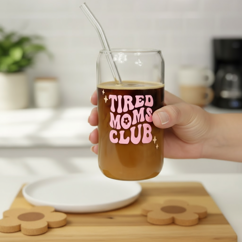 Trinkglas "Tired Moms Club"