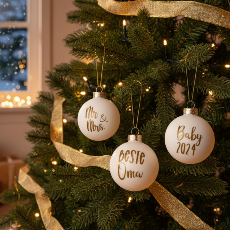 Weihnachtsbaum Kugeln bedruckt mit Wunschmotiv