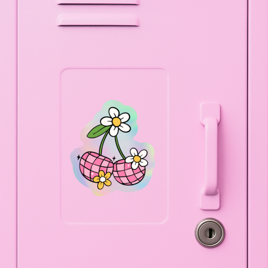 Sticker "Kirsche im Disco-Style auf Metallschrank