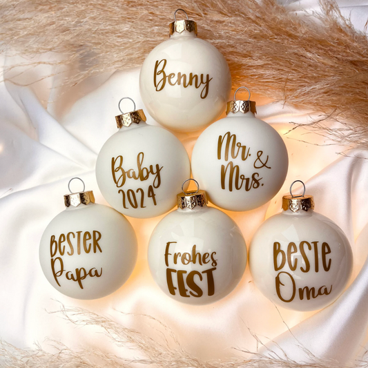Einzigartige Weihnachtskugeln mit personalisiertem Aufdruck