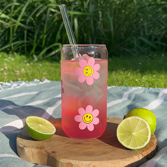 Elegantes Trinkglas Pink Flower Design