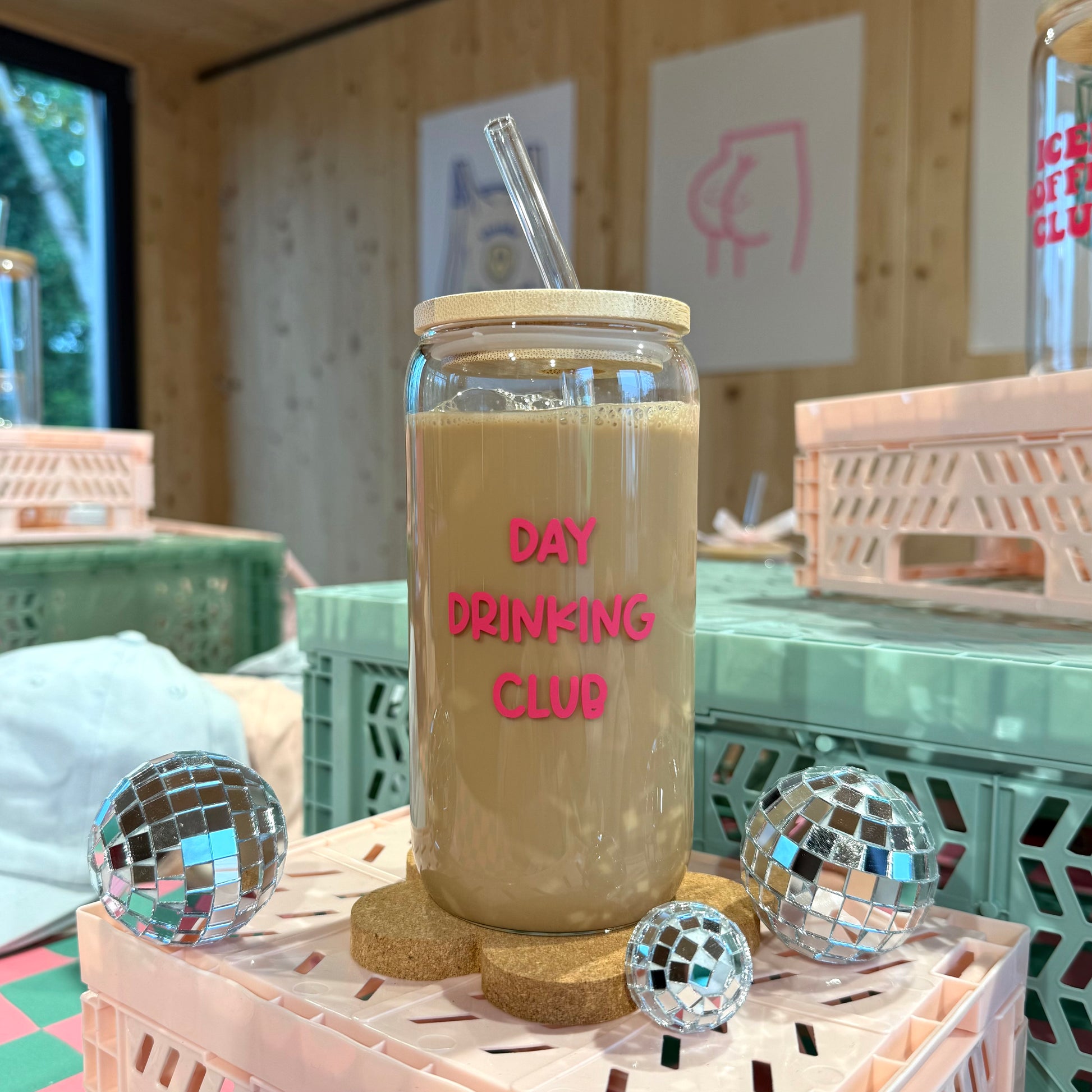 Trinkglas mit Strohhalm Day Drinking Club 
