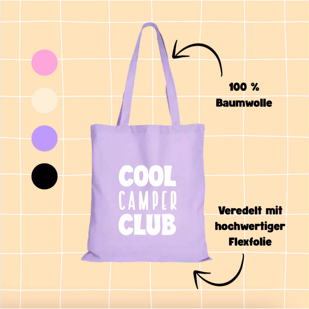 Jutebeutel "Cool Camper Club" Baumwolltasche