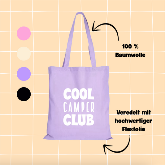 Jutebeutel "Cool Camper Club" Baumwolltasche