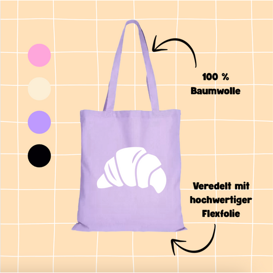 Jutebeutel "Croissant" Baumwolltasche 