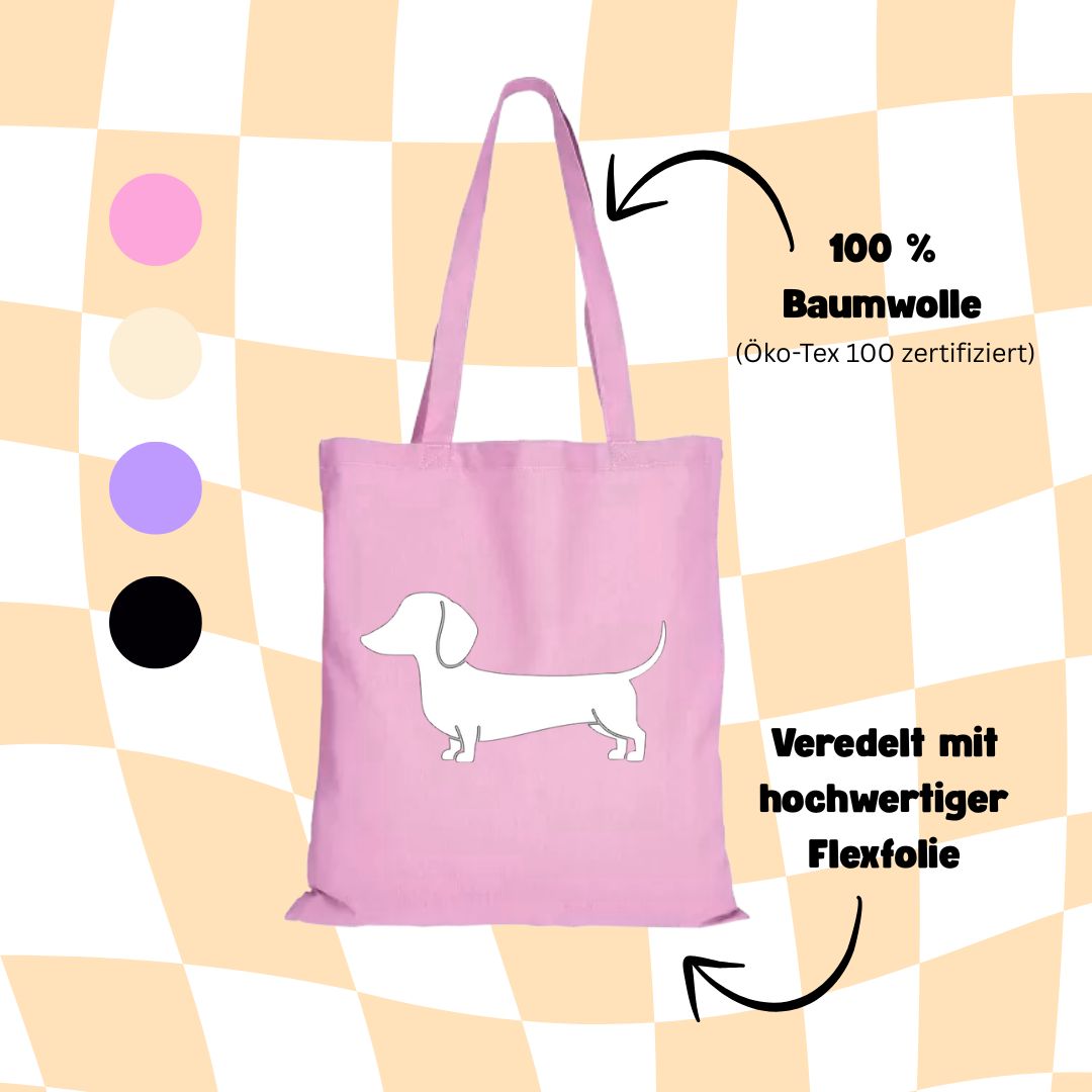 Juetbeutel Tasche rosa Dackel Dachshund Doglover