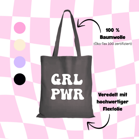 Jutebeutel Tasche mit Aufdruck "GRL PWR"