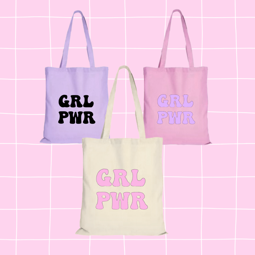 Jutebeutel Tasche mit Aufdruck "GRL PWR"