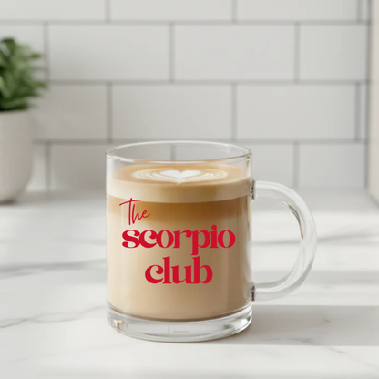 Tasse "The Scorpio Club" – Glastasse mit Henkel | 350ml