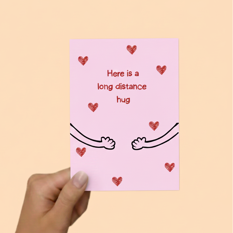 Postkarte "Here is a long distance hug"
