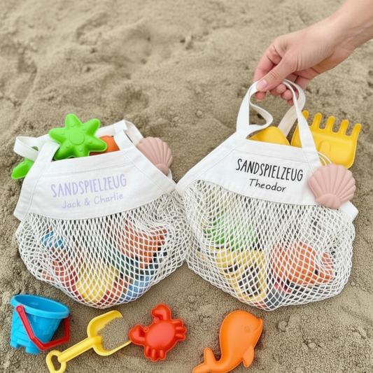 sandspielzeug tasche beutel netzbeutel personalisiert mit namen