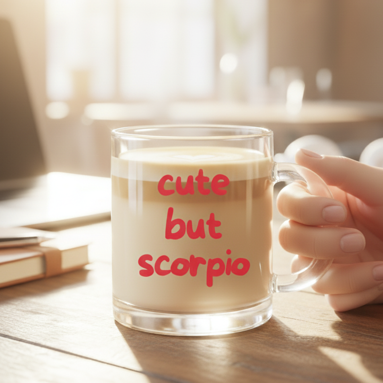 Tasse "Cute but Scorpio" rot