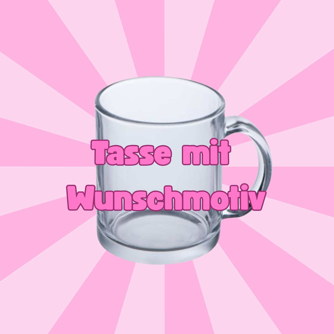 Tasse mit Wunschmotiv Personalisierung Glastasse rosa Produktbild 