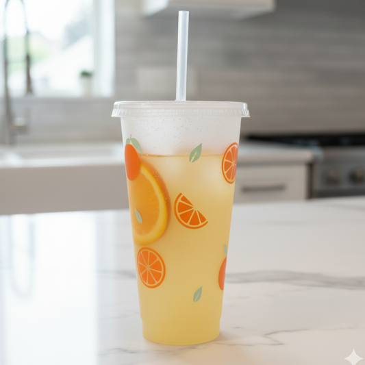 Trinkbecher mit Orangen