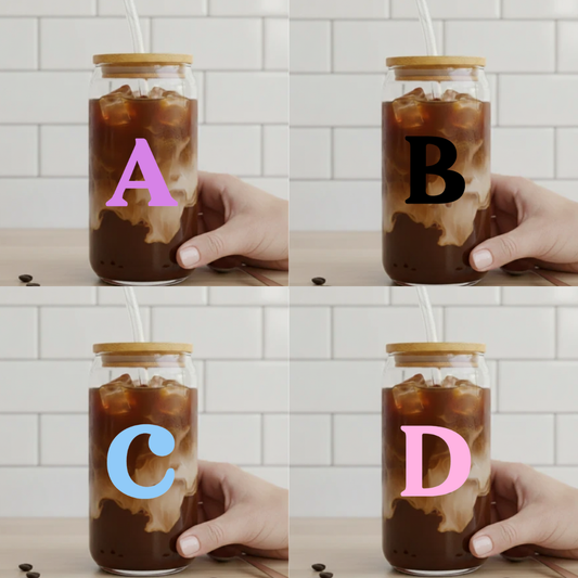 Trinkglas Buchstabe A-D