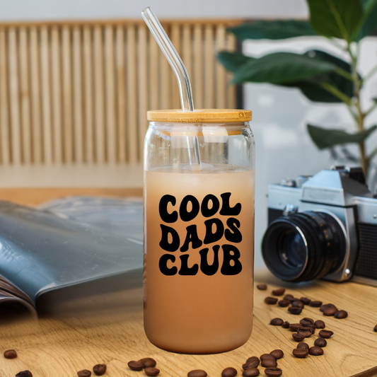 Trinkglas mit Deckel und Strohhalm "Cool Dads CL´lub"