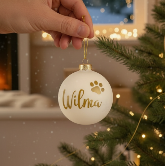 Weihnachtsbaumschmuck Personalisierte Christbaumkugel Haustier Hund mit Namen